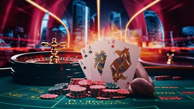 Roulette wheel spinning with betting interface