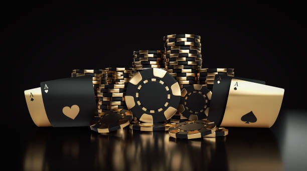 Baccarat table with player and banker hands